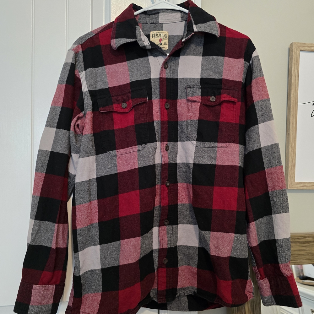 RedHead Red and Black Plaid Shirt Jacket, Size Medium